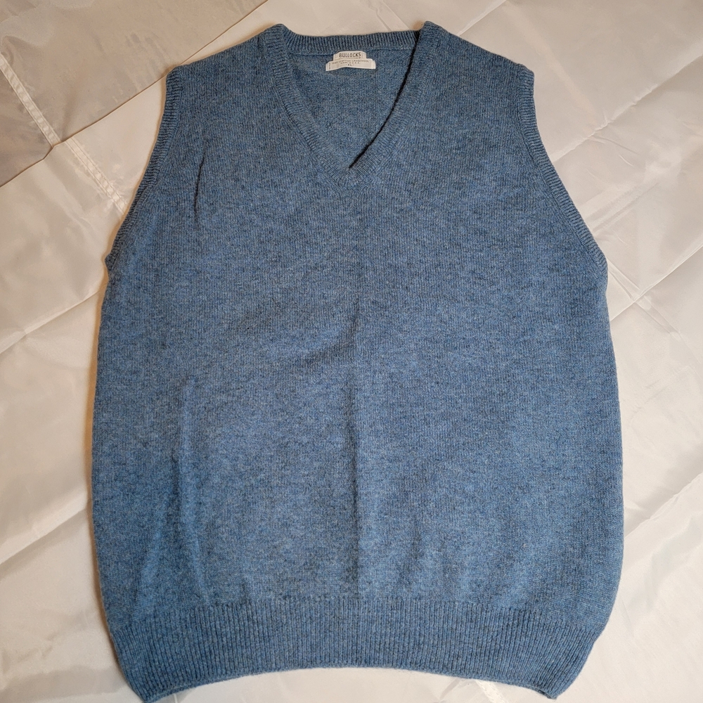 VINTAGE 70'S Blue 100% Lambswool Vest Sweater